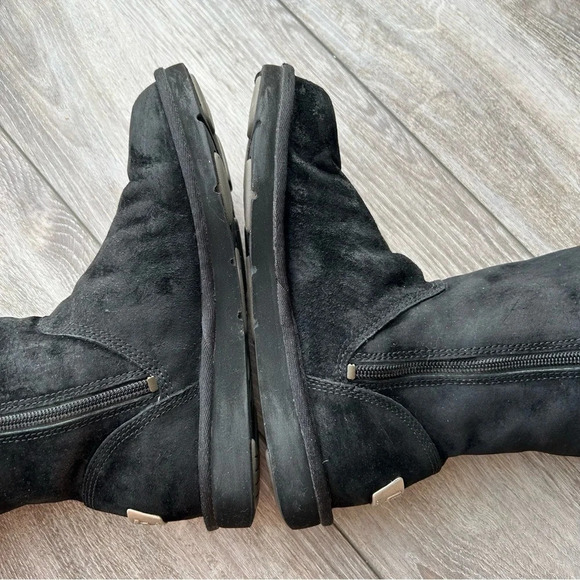 UGG Black Sheepskin Lining Suede Leather Tall Boots - Picture 9 of 16